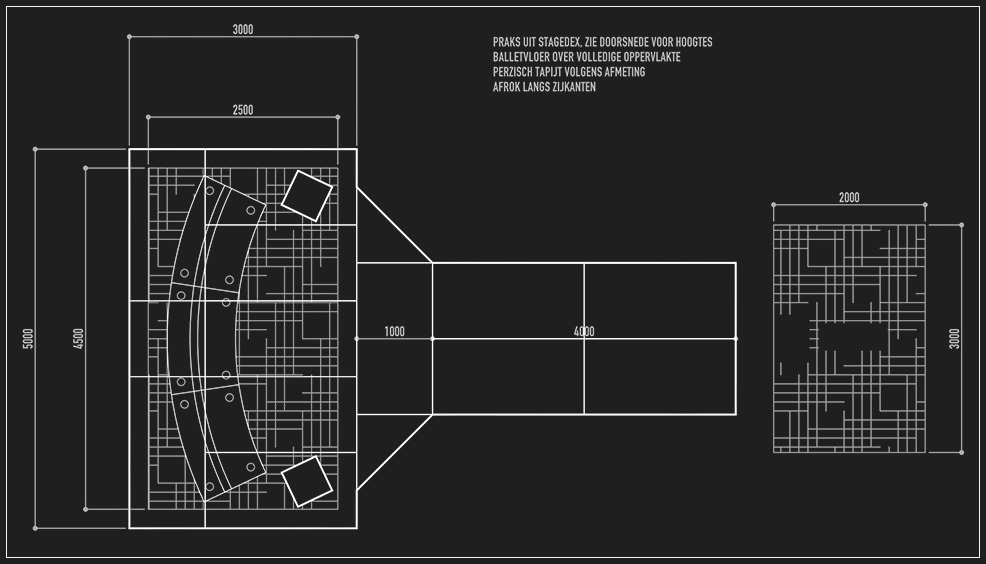 CAD drawing, detailing the stage extension