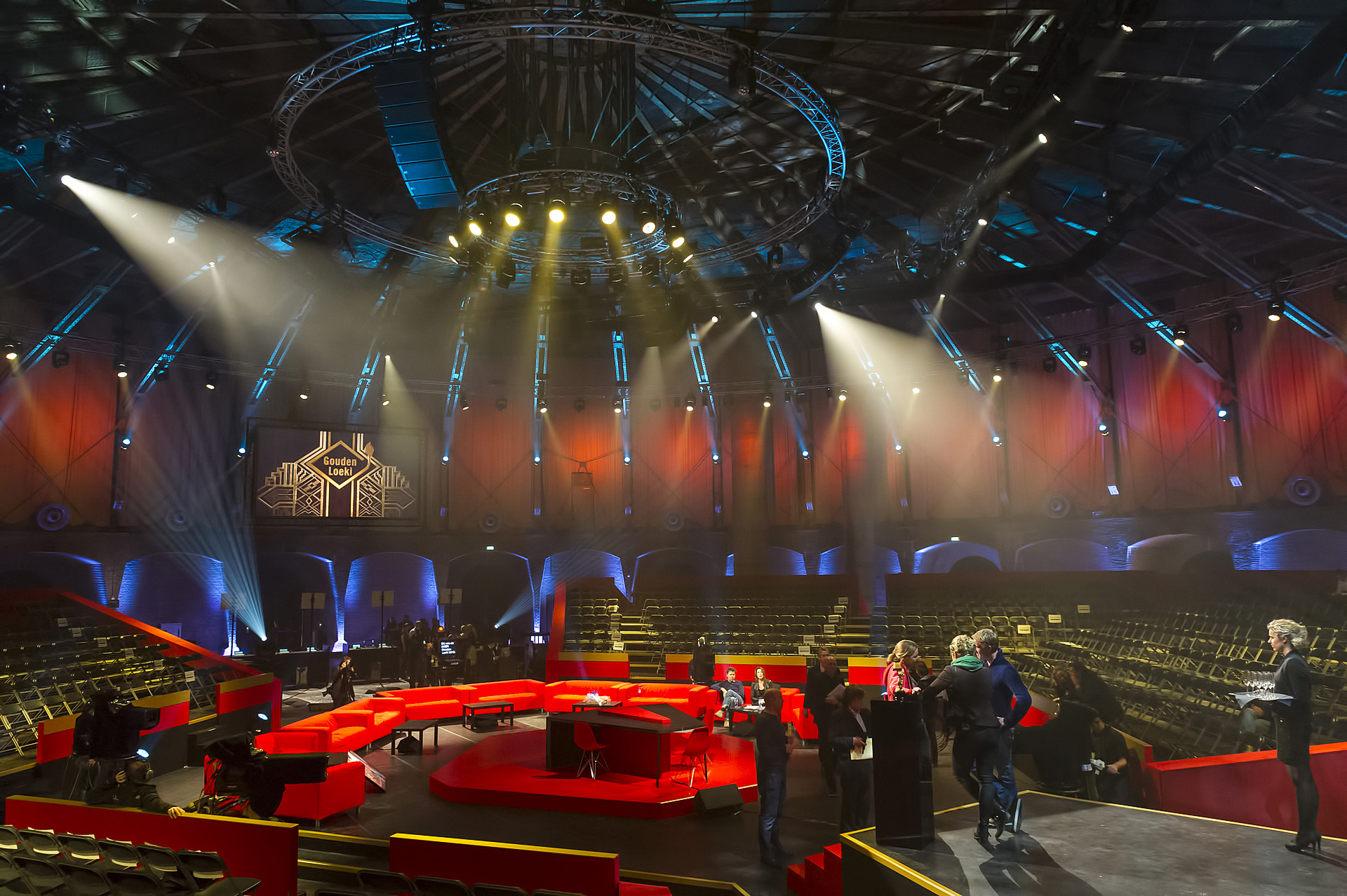 photo, view from the stage area towards the reception area