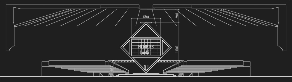 2D CAD drawing, section view at the stage