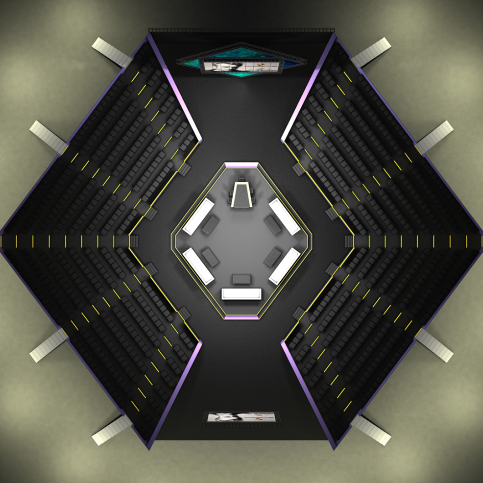 3D visual, plan view of the whole set