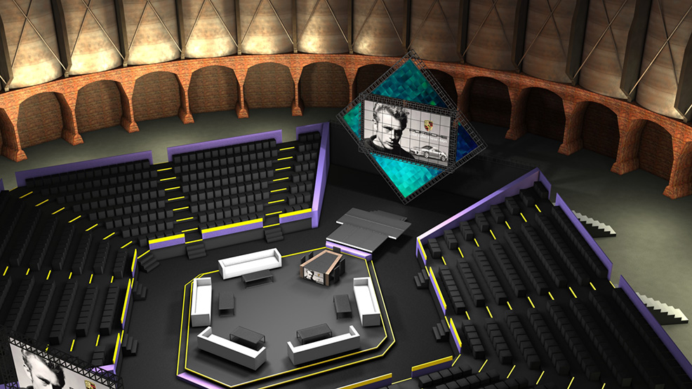 3D visual, perspective view on the set