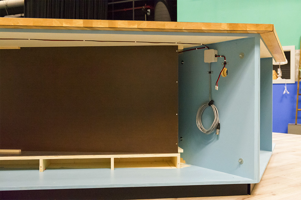 photo, desk being prepped for led lighting