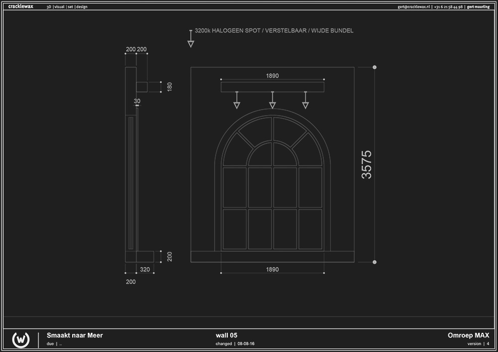 CAD drawing, front view of wall 05