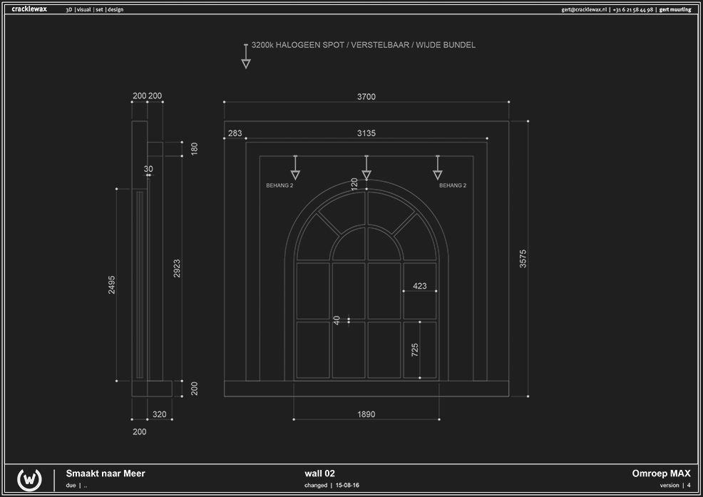 CAD drawing, front view of wall 02