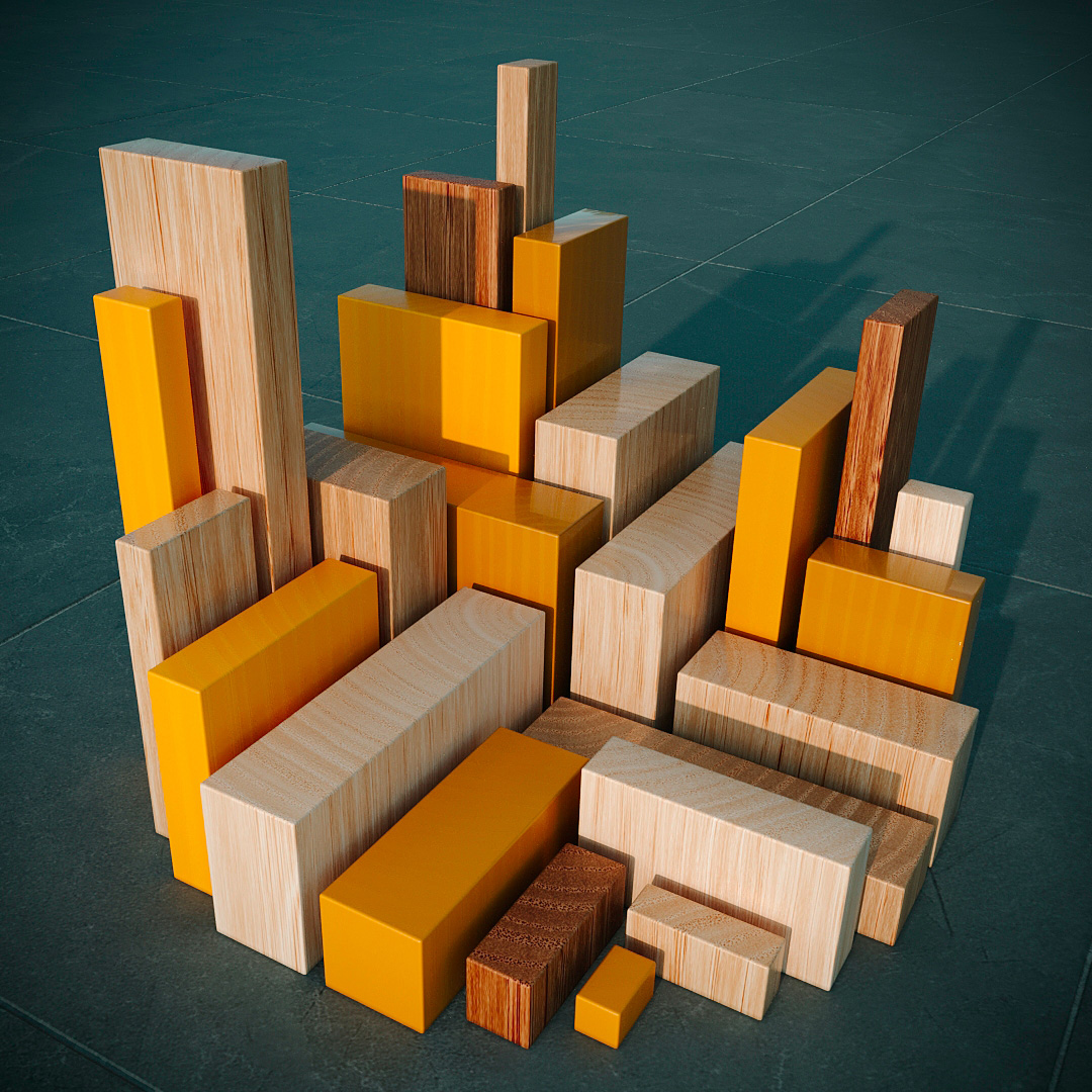 3D modelled wood, quartercut